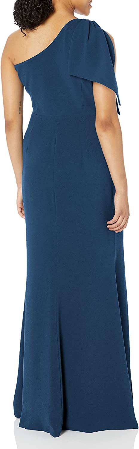 Dress the Population Women's Georgina One Shoulder Bow Detail Trumpet Gown Long Dress