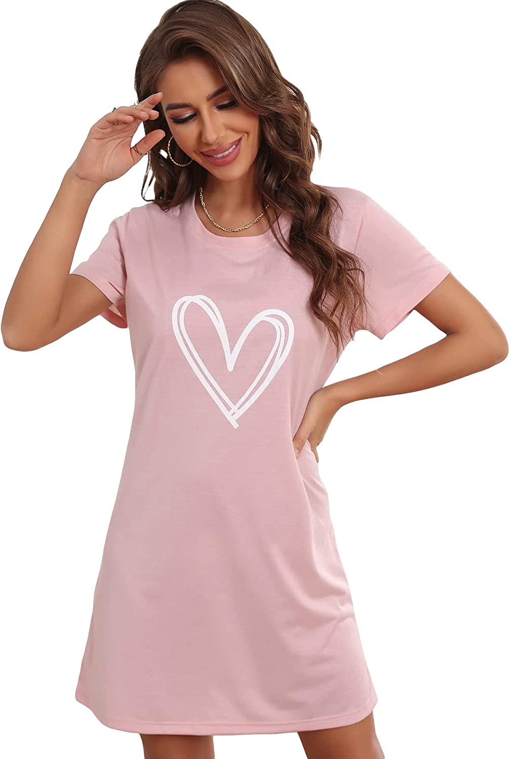 Women's Funny Lingerie Nightgown Cute Print Tshirt Sleepdress