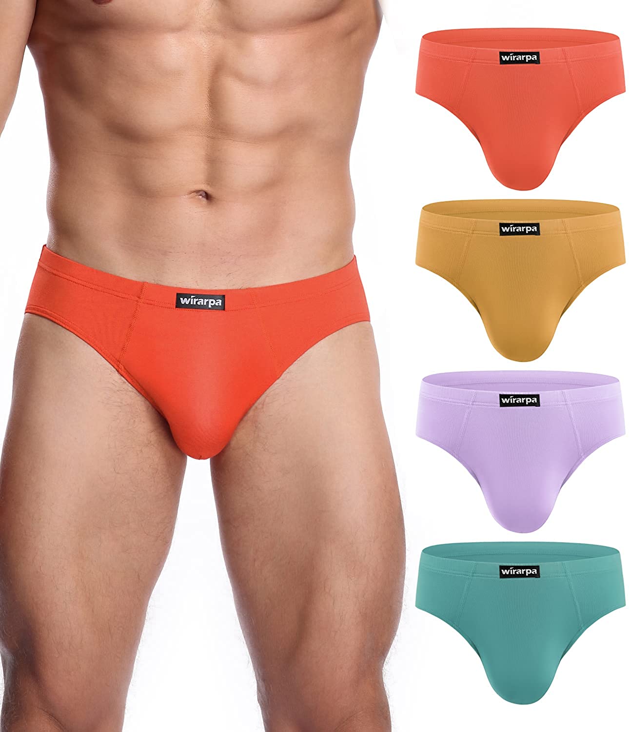 Men's Underwear Multipack Modal Microfiber Briefs No Fly Covered Waistband Silky Touch Underpants
