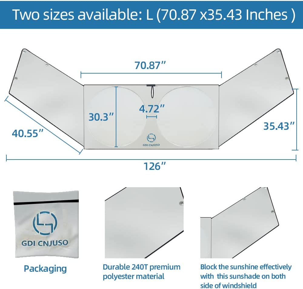 Windshield Sun Shade for Car Heat Shield Combination of The Front and Side Sunshades Durable 240T Sun Blocker for Car Protection Against UV Rays and Sun Heat