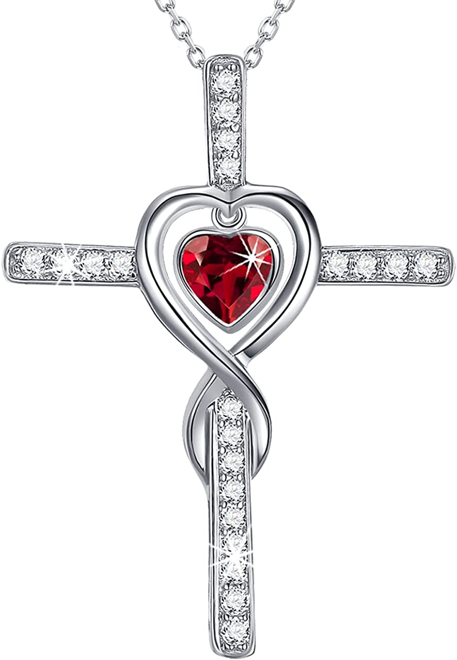 Dorella Love Infinity Necklace 925 Sterling Silver July Birthstone Ruby Jewelry for Wife Mom Birthday Gifts Jewelry for Women