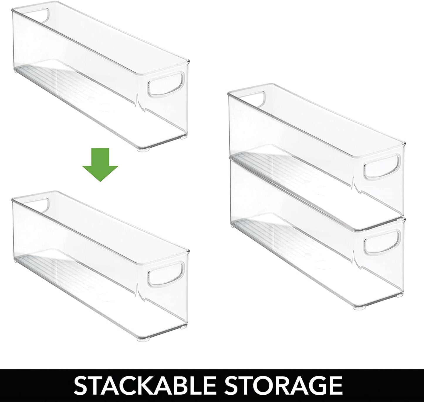 mDesign Plastic Bathroom Organizer - Storage Holder Bin with Handles for Vanity, Cupboard, Cabinet Shelf, Linen or Hallway Closets, Holds Styling Tools, Beauty Products, or Toiletries - 2 Pack - Clear