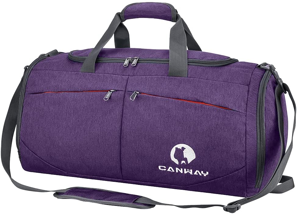 Gym Bag, Travel Duffel bag with Wet Pocket & Shoes Compartment for men women, 45L, Lightweight