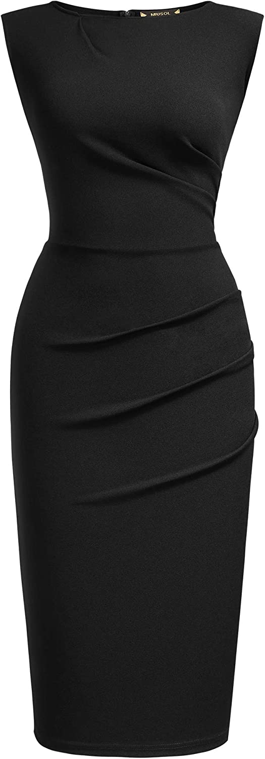 Women's Retro Ruffle Style Slim Work Pencil Dress