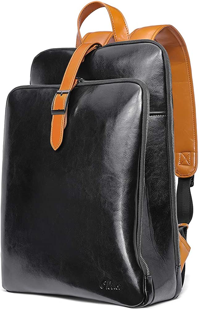 Womens Backpack Purse Leather 15.6 Inch Laptop Travel Business Vintage Large Shoulder Bags
