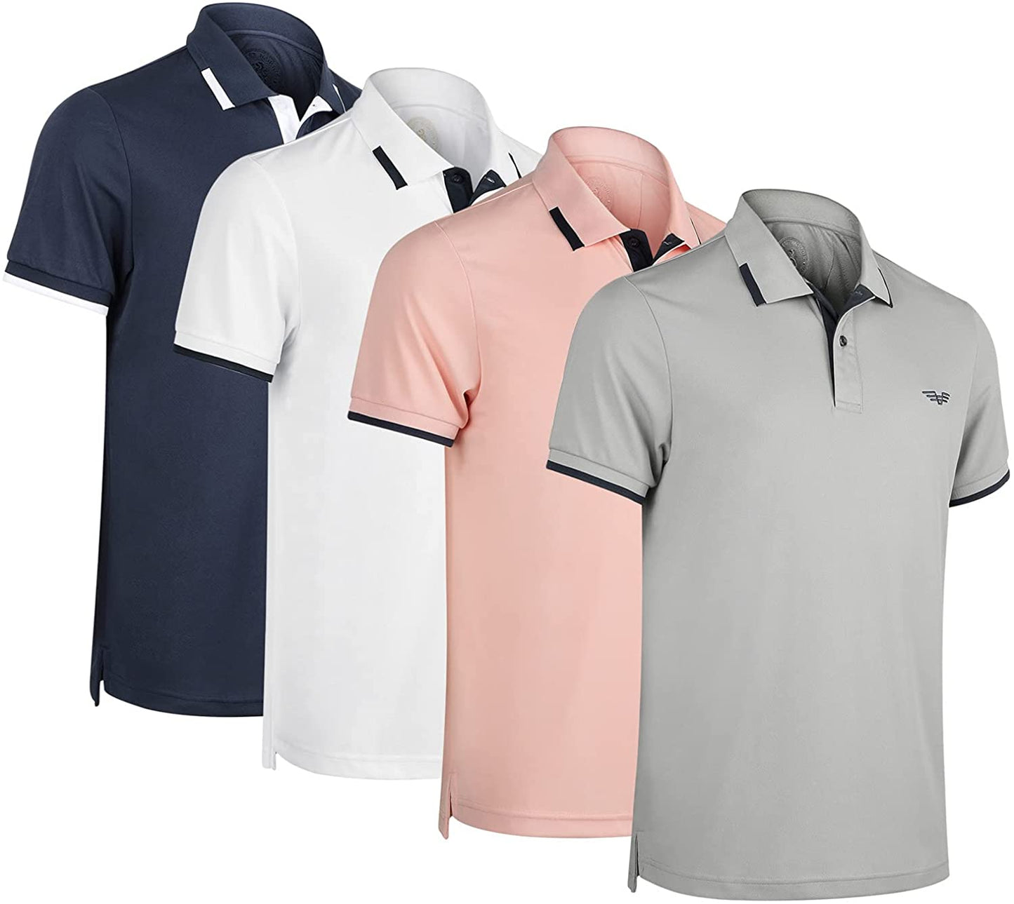Mens Striped Short Sleeve Polo Shirts 4 Pack
