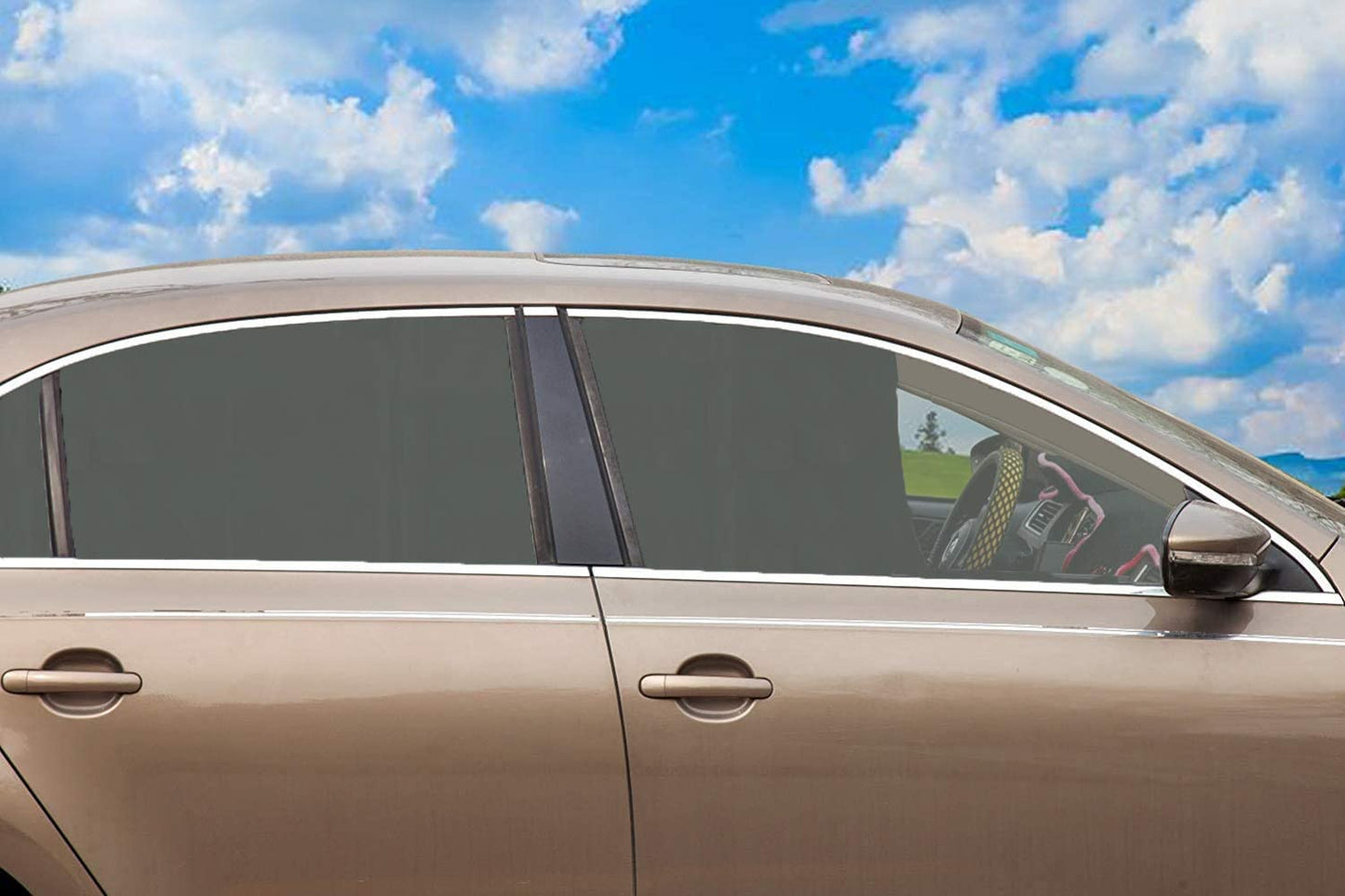 Detachable Adhesive Curtain for Cars Affixing Removable Adhesive Tape Privacy Protection Direct Sunlight UV Protection Light-Shielding Fabric (25.5 x 17.7 inch, Black)