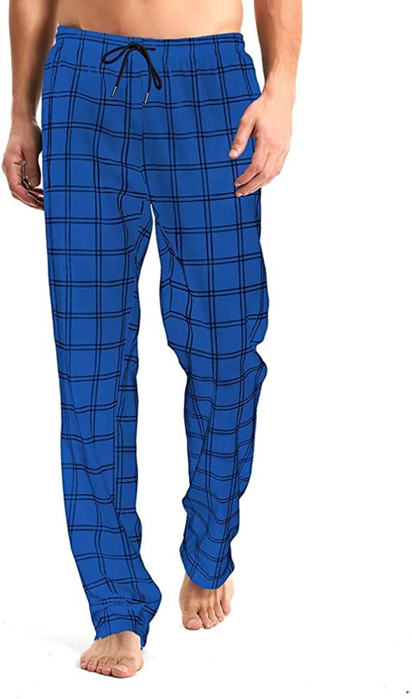 Mens Tall Pajama Pants 34/36/38 Long Inseam Plaid Lounge Pants Sleepwear Pajama Bottoms 100% Cotton