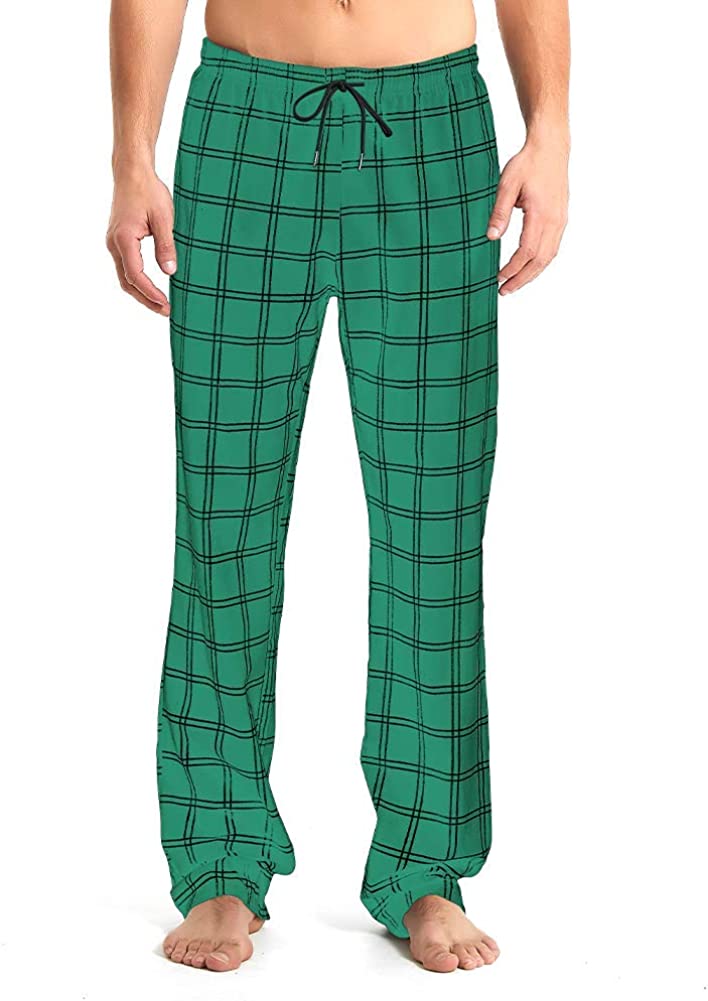 Mens Tall Pajama Pants 34/36/38 Long Inseam Plaid Lounge Pants Sleepwear Pajama Bottoms 100% Cotton