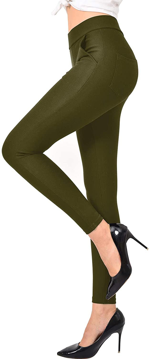 Dress Pants for Women Business Casual Stretch Pull On Work Office Dressy Leggings Skinny Trousers with Pockets