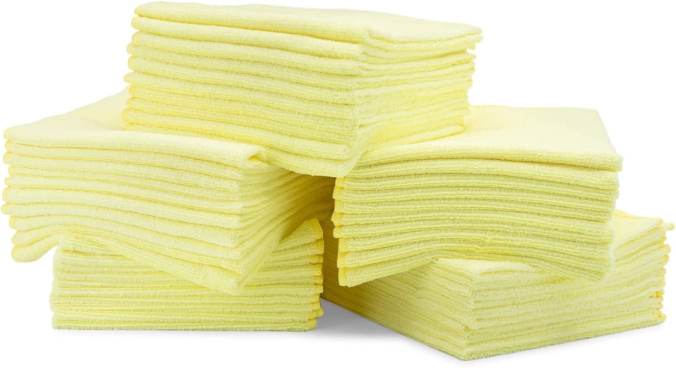 16" x 16" Economy All Purpose Microfiber Towels - 50 Pack - Reusable Wash Cloths, Dust, Kitchen, Car, Shop Rags for Cleaning (Red)
