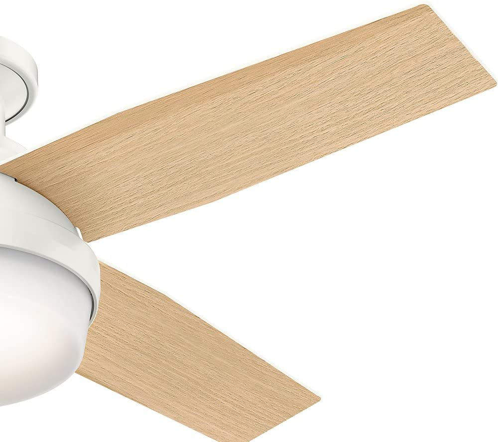 Hunter Fan Dempsey Low Profile Indoor Ceiling Fan with LED Light and Remote Control, Metal, Fresh White, 44 Inch