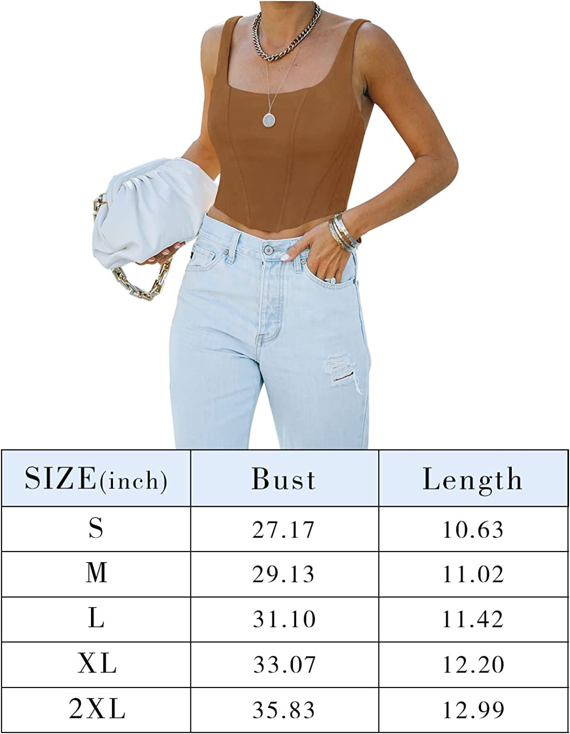 Women's Summer Sexy Square Neck Sleeveless Bustier Corset Crop Tank Tops