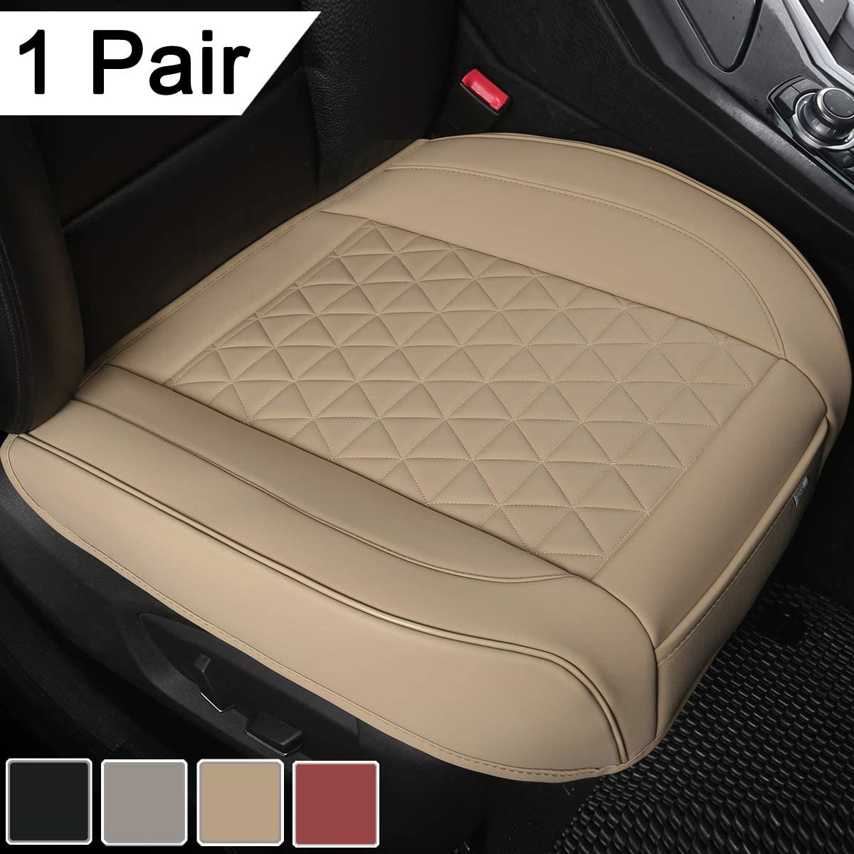 1 Pair Luxury Faux Leather Car Seat Covers Front Bottom Seat Cushions Covers, Anti-Slip and Wrap Around The Bottom, Fit 95% of Vehicles - Black