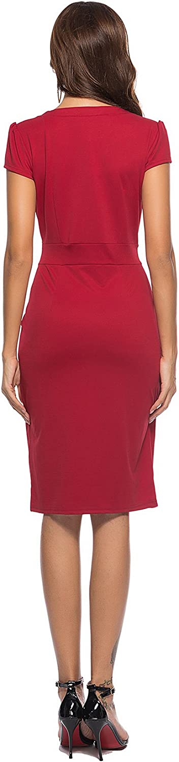 Women's Business Retro Cocktail Pencil Wear to Work Office Casual Dress