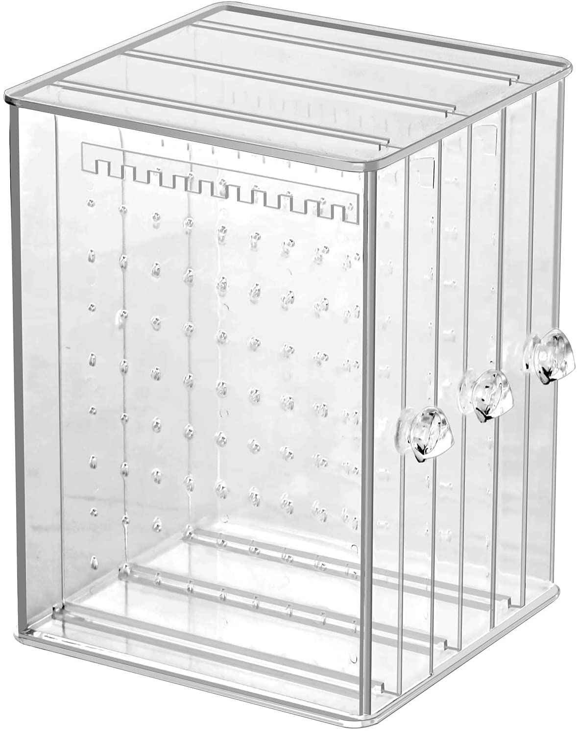 Sooyee Clear 3 Vertical Drawer Earring Display Stand Organizer(216 Holds 108 Pairs), Jewelry Hanger Storage Box