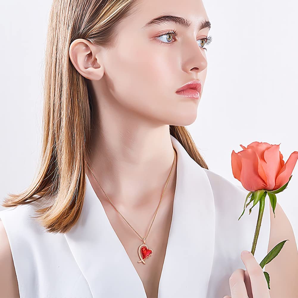 Love Heart Pendant Necklaces for Women,Gifts for Women,Rose Gold Plated Crystal Necklaces for Mother's Day/Valentine’s DayBirthday/Anniversary Day/Party
