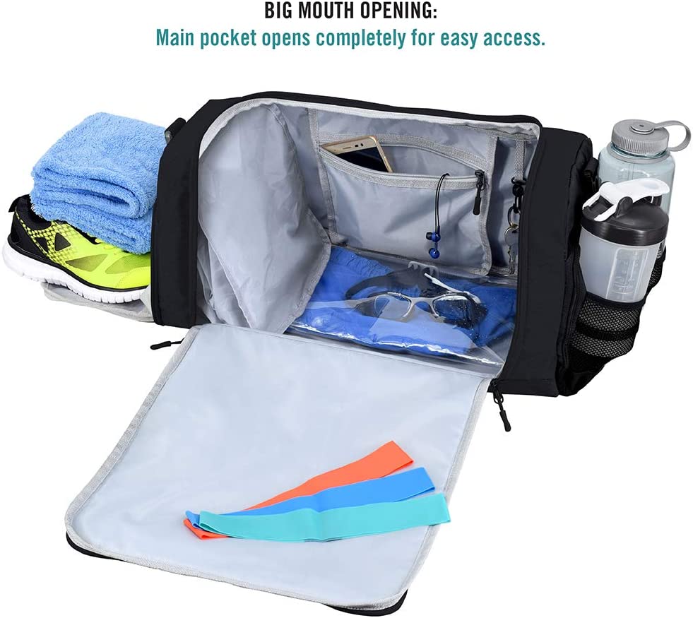 Bag 2.0: The Durable Crowdsource Designed Duffel Bag with 10 Optimal Compartments Including Water Resistant Pouch (Black, Medium (20"))