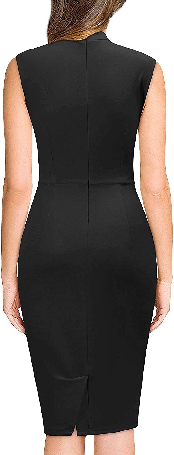 Women's Retro 1950s Style Half Collar Ruffle Cocktail Pencil Dress