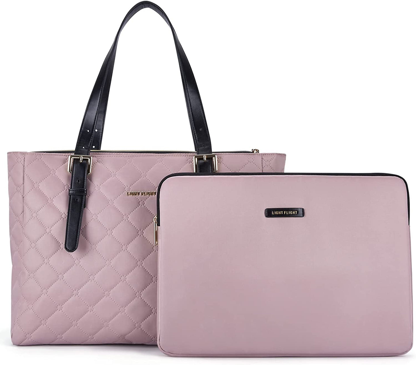 Tote Bag for Women, LIGHT FLIGHT Large Shoulder Bag with Laptop Sleeve Fits 15.6 Inch, 2pcs Set for Work, School