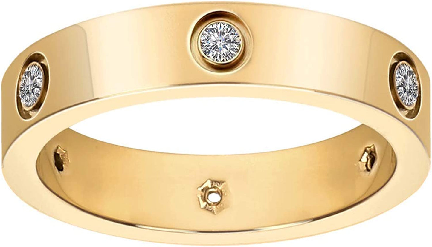 Fashion Classic 18K Gold Plated Titanium Steel Women Stacking Ring Best Gifts Couples Valentine's Day
