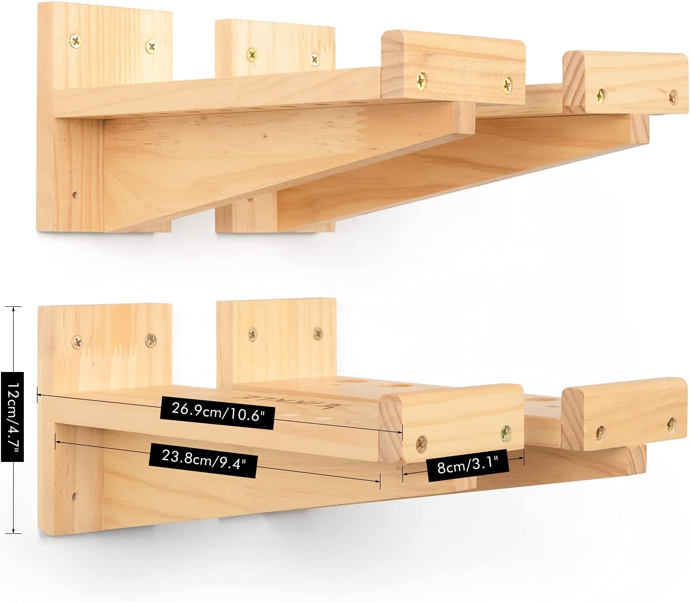 Screwdriver Organizer Tool Rack, ikkle Wood Strips Fixture Screwdriver Holder Hammer Rack, Pliers Holder, Scraper Rack, Wall Mounted Tool Storage for Workbench, Yard, Garage, Garden (4 Pcs)
