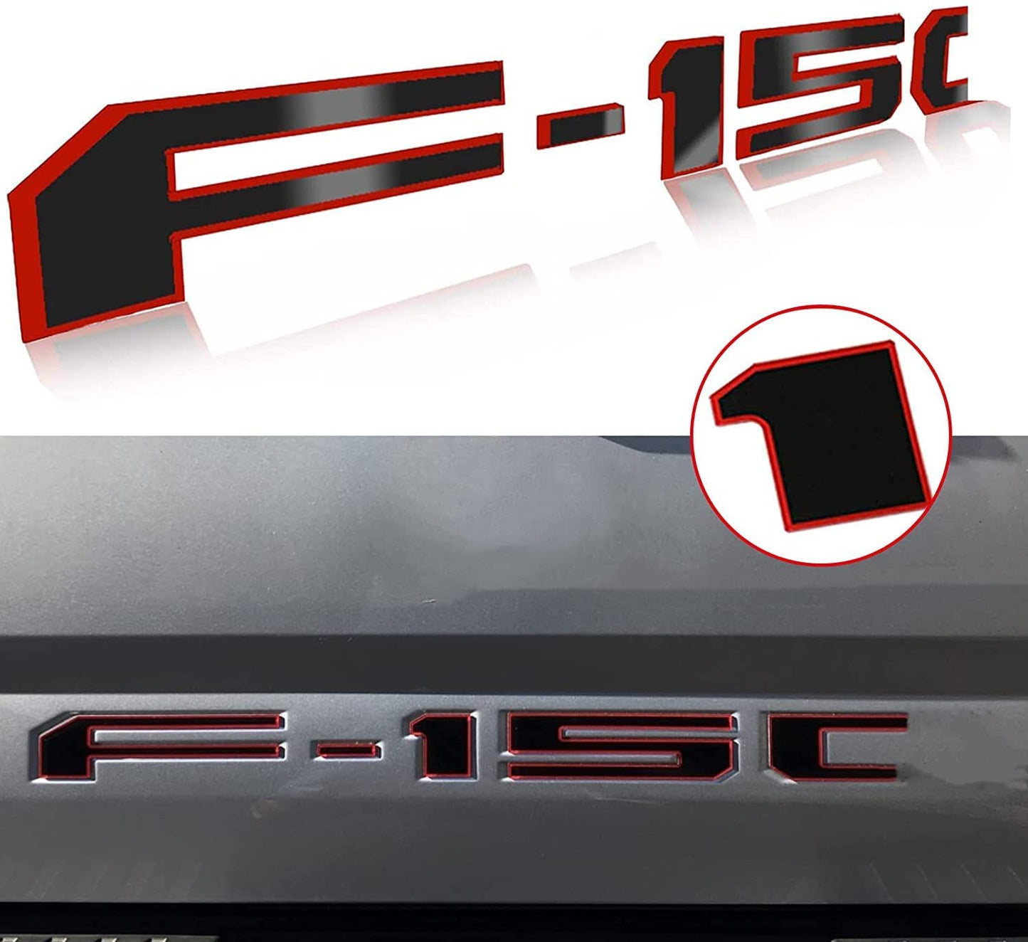 Insert Letters Compatible for F15o 2021 2022 3M Adhesive & 3D Raised Tailgate Decal Letters(Blue Black)
