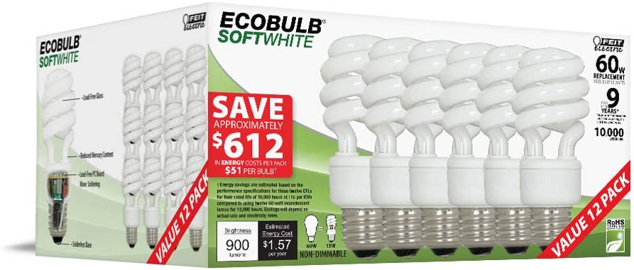 Electric ESL13T/12 13-Watt Mini Twist Compact Fluorescent Lamps, 12-Pack