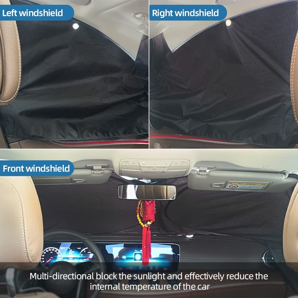 Windshield Sun Shade for Car Heat Shield Combination of The Front and Side Sunshades Durable 240T Sun Blocker for Car Protection Against UV Rays and Sun Heat
