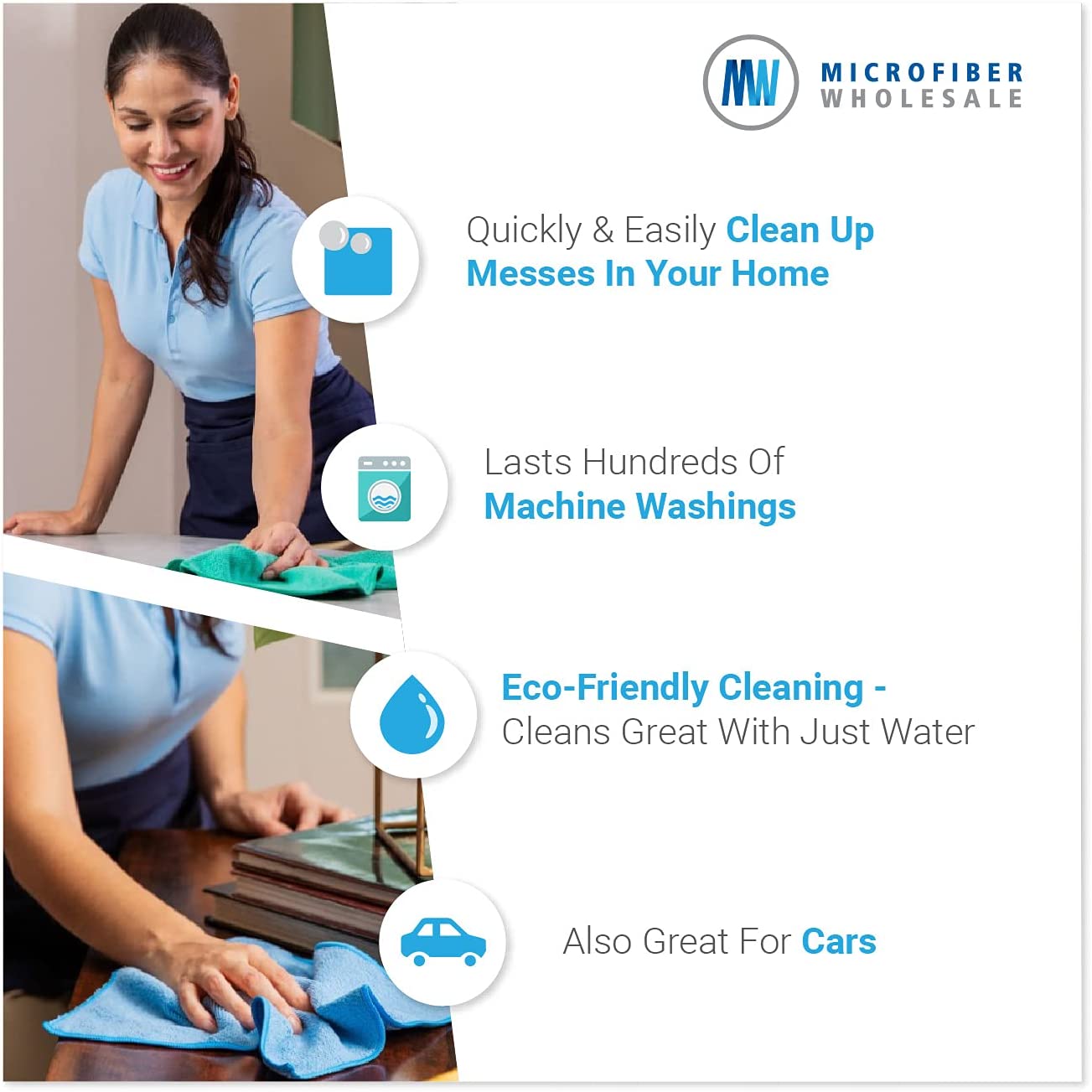 16" x 16" Economy All Purpose Microfiber Towels - 50 Pack - Reusable Wash Cloths, Dust, Kitchen, Car, Shop Rags for Cleaning (Red)