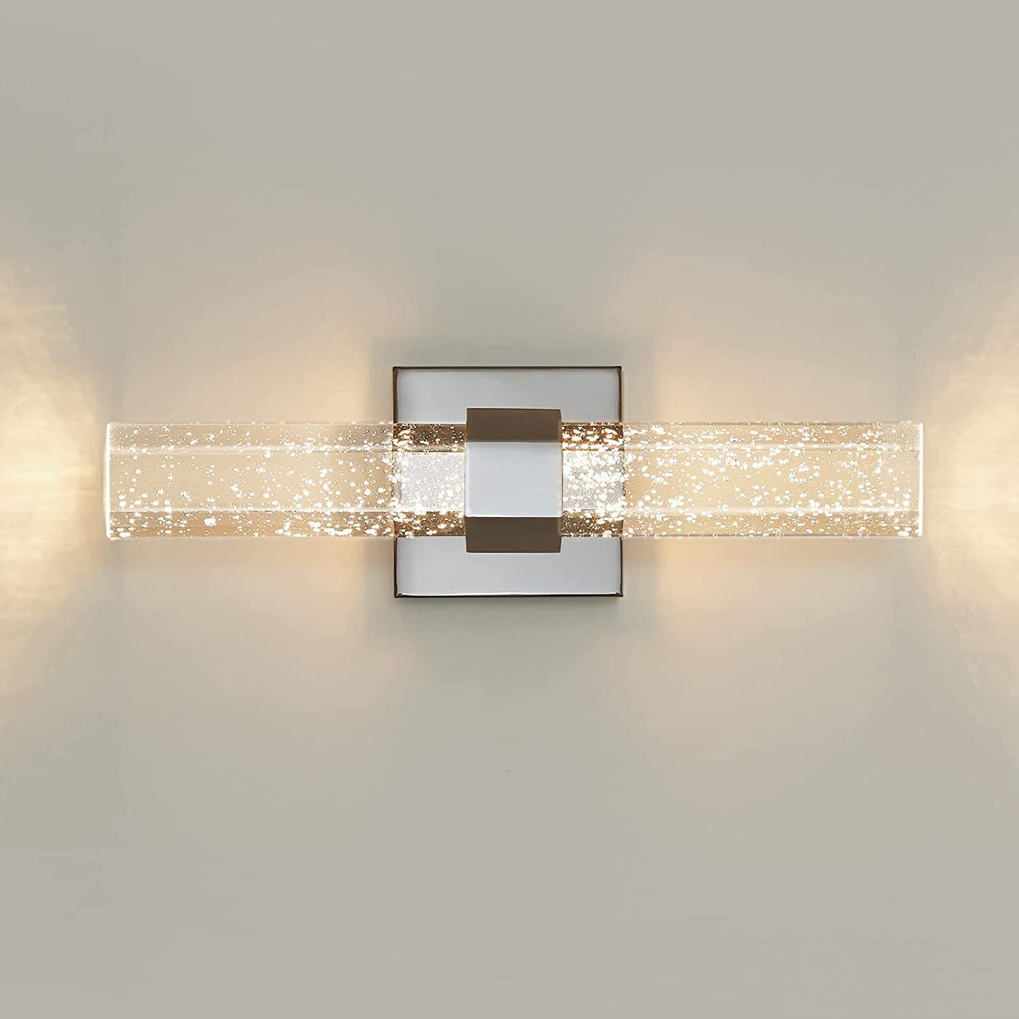 Wall Sconces Lighting Set of Two - Epinl Crystal Bathroom Light Fixture LED Gold Sconces Wall Lighting with Bubble Glass 15.7inch Indoor Vanity Lights for Bathroom Hallway Bedroom Living Room (2 Pack)
