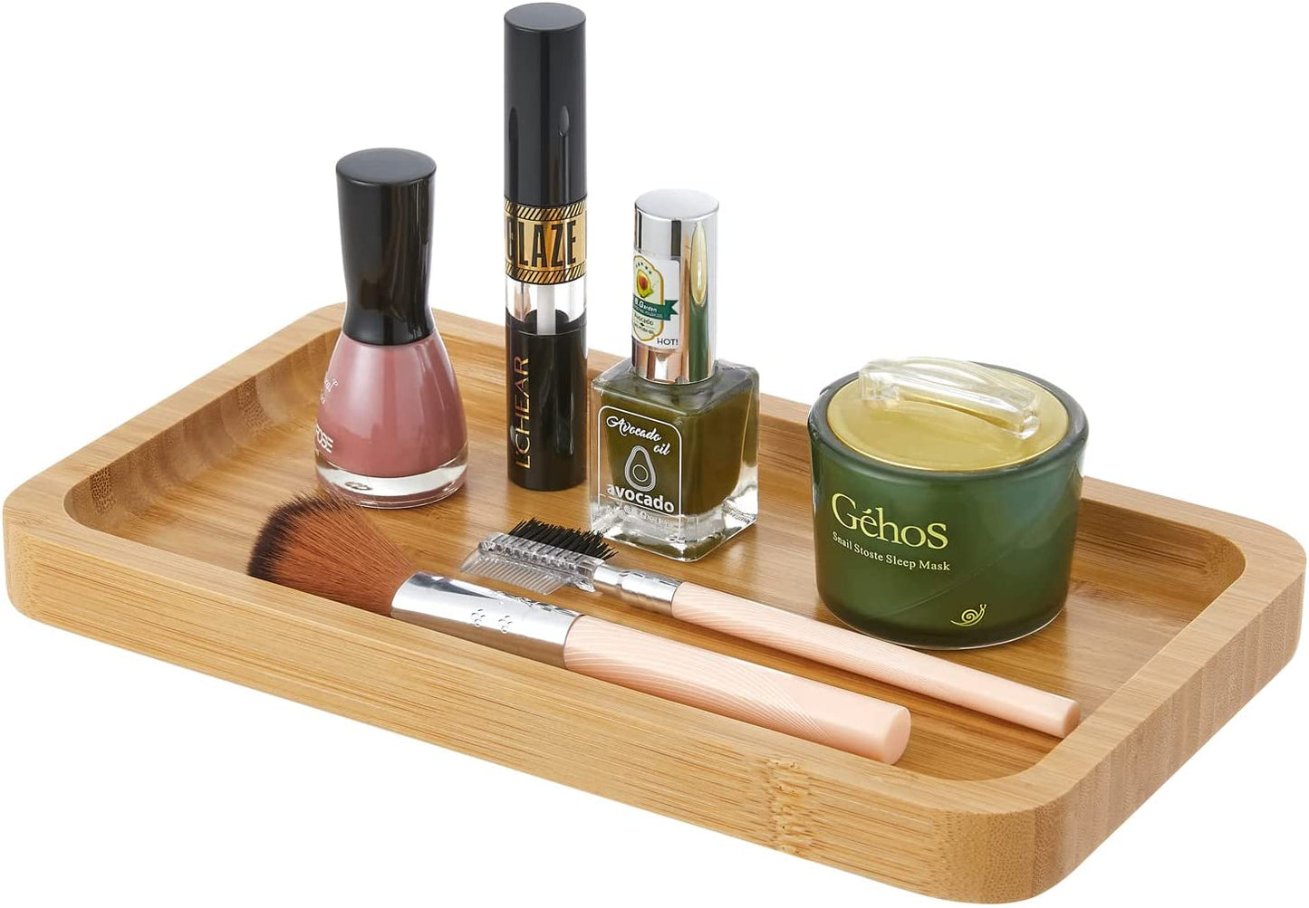 Bamboo Vanity Tray, Bathroom Tray Bamboo Tray Toilet Tank Tray Sink Tray Bathroom Countertop Organizer Holder for Candle Perfume Ring Earring Soap Dispenser