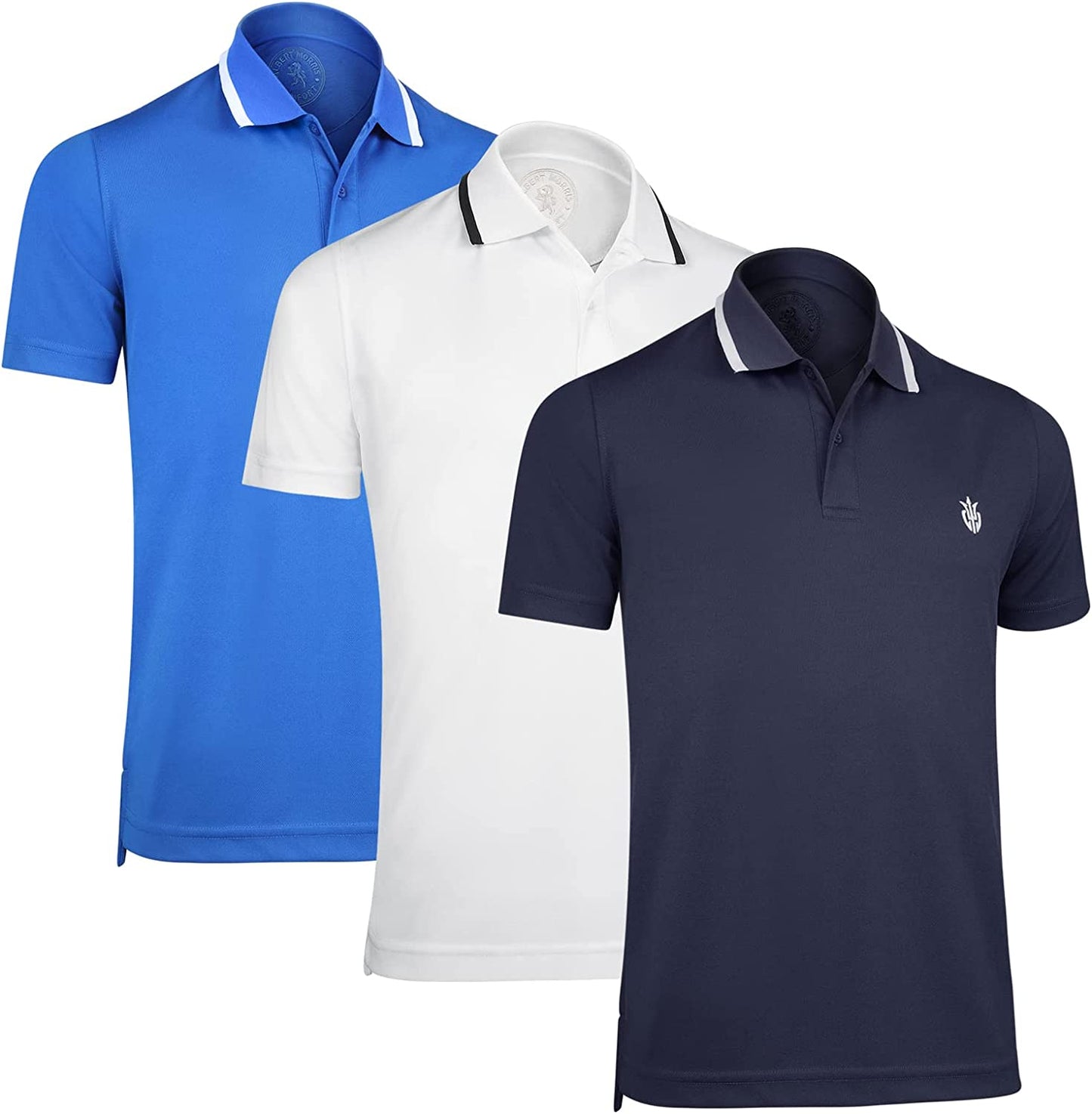 Mens Striped Short Sleeve Polo Shirts 4 Pack