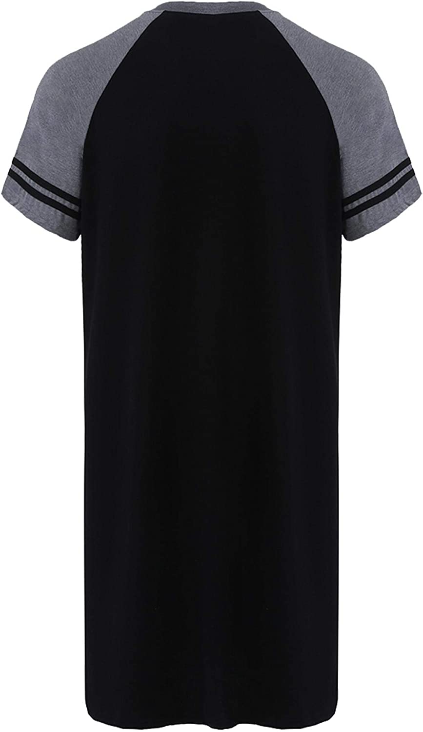 Men's Sleepshirt Short Sleeve Long Nightshirt Comfy Big&Tall Nightgown Sleepwear