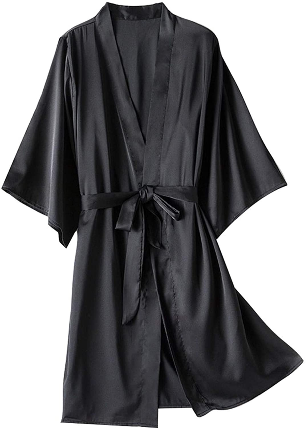 Womens Satin Kimono Robes Silk Short Bridesmaid Robe Lingerie Dressing Gown Bathrobe Nightgown Sleepwear