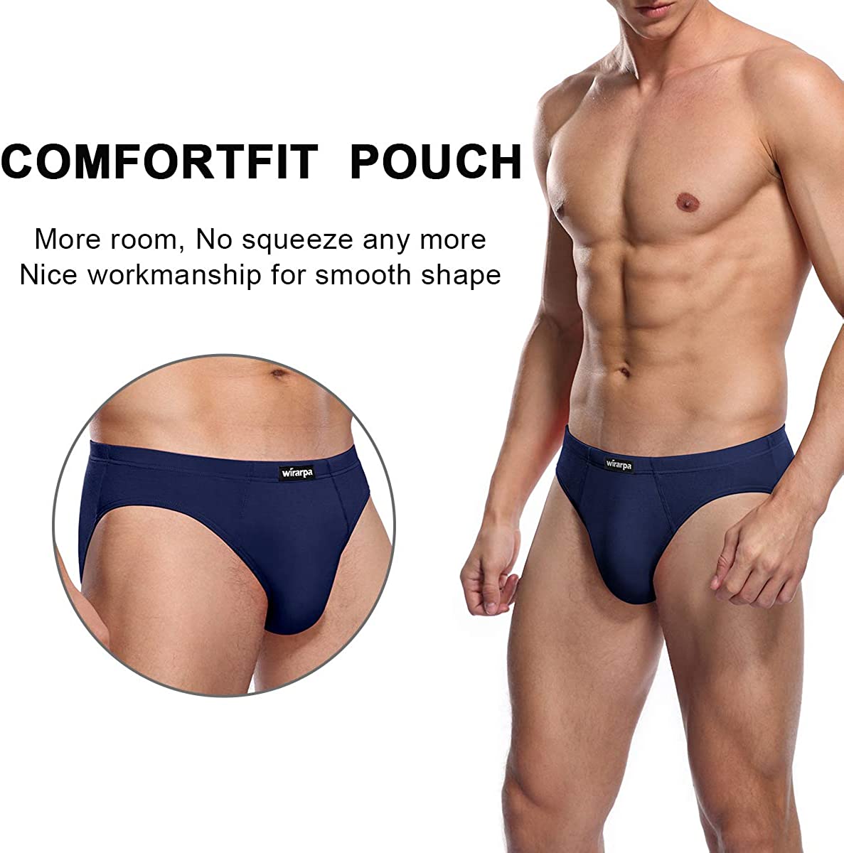 Men's Underwear Multipack Modal Microfiber Briefs No Fly Covered Waistband Silky Touch Underpants