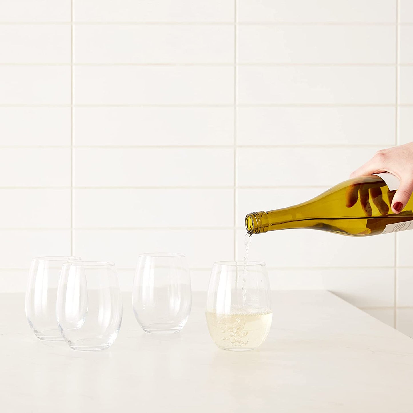Stemless Wine Glasses (Set of 4), 15 oz