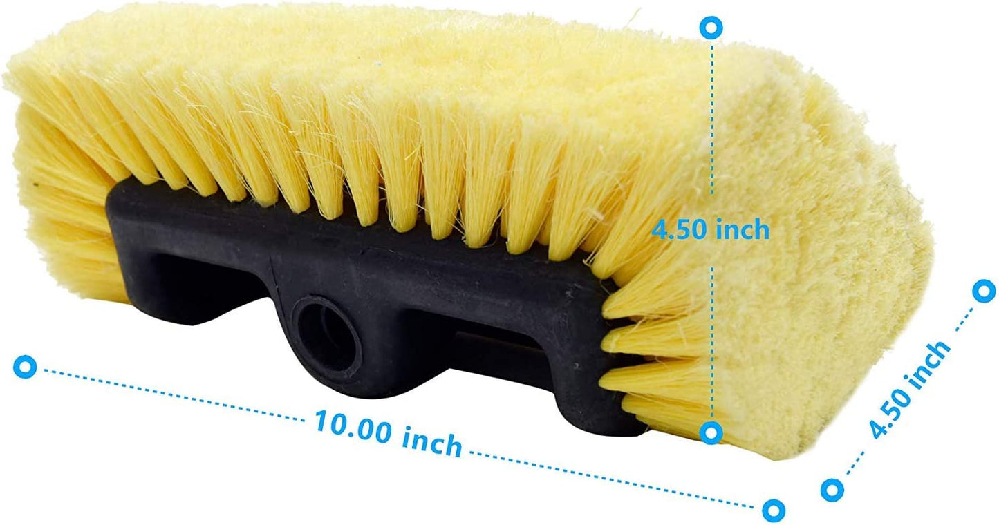 10" Car Wash Brush with Soft Bristle for Auto RV Truck Boat Camper Exterior Washing Cleaning, Yellow