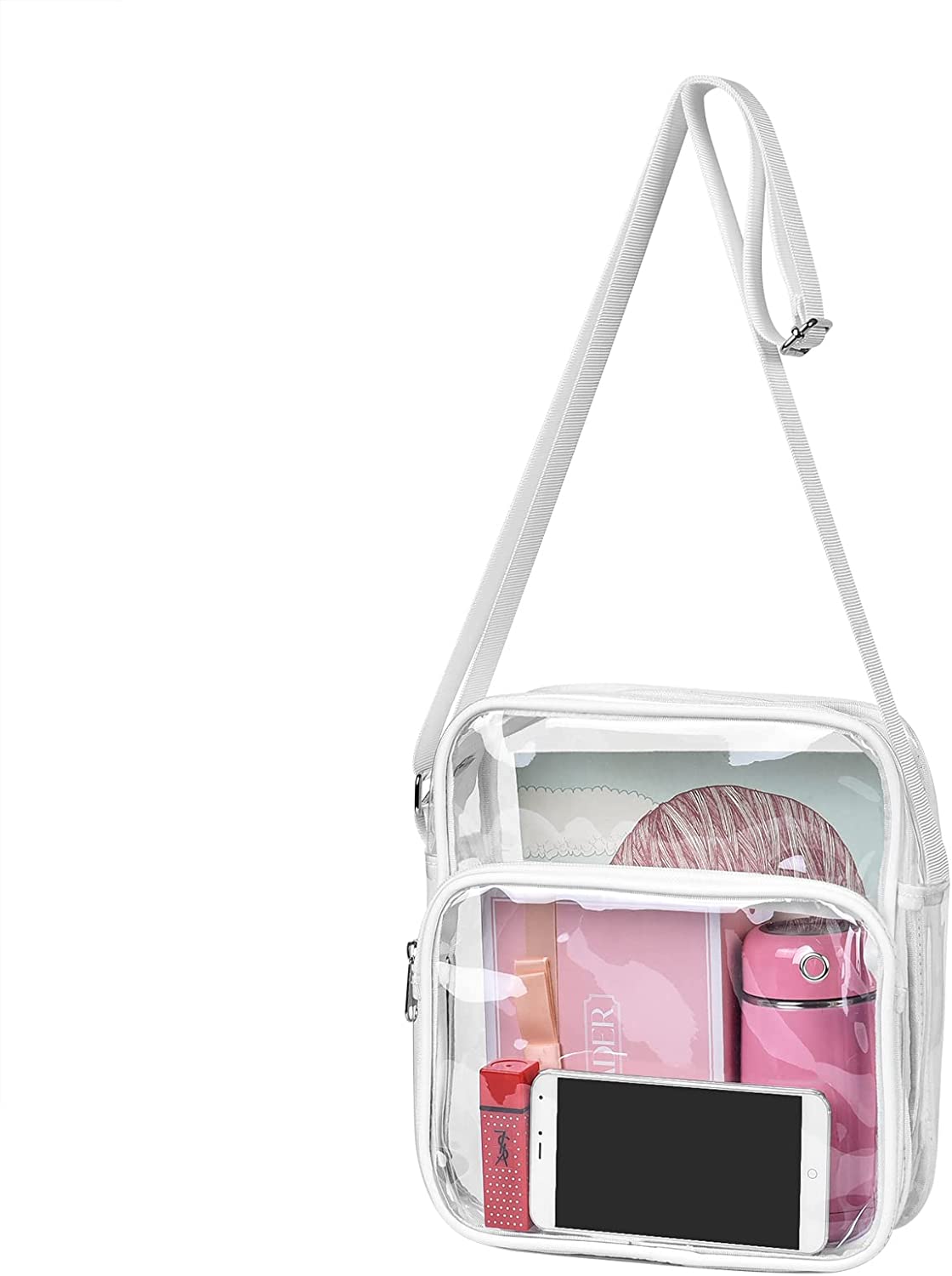 Clear Crossbody Messenger Shoulder Bag Stadium Approved Transparent Purse Suitable for Work Concert Sports