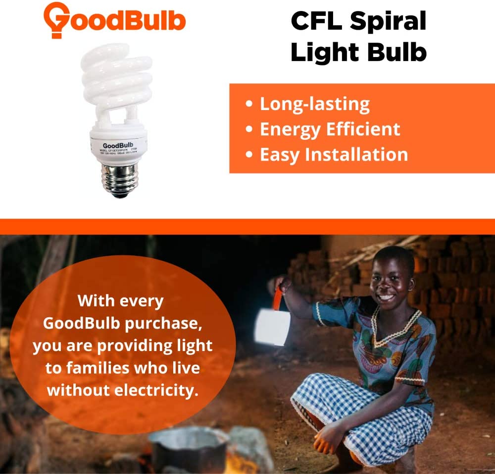 13 Watt Compact Fluorescent Bulb - Warm White Light Bulb - Ultra Mini Spiral CFL Light Bulbs - 2700K - E26 Base - 2 Pack - GoodBulb