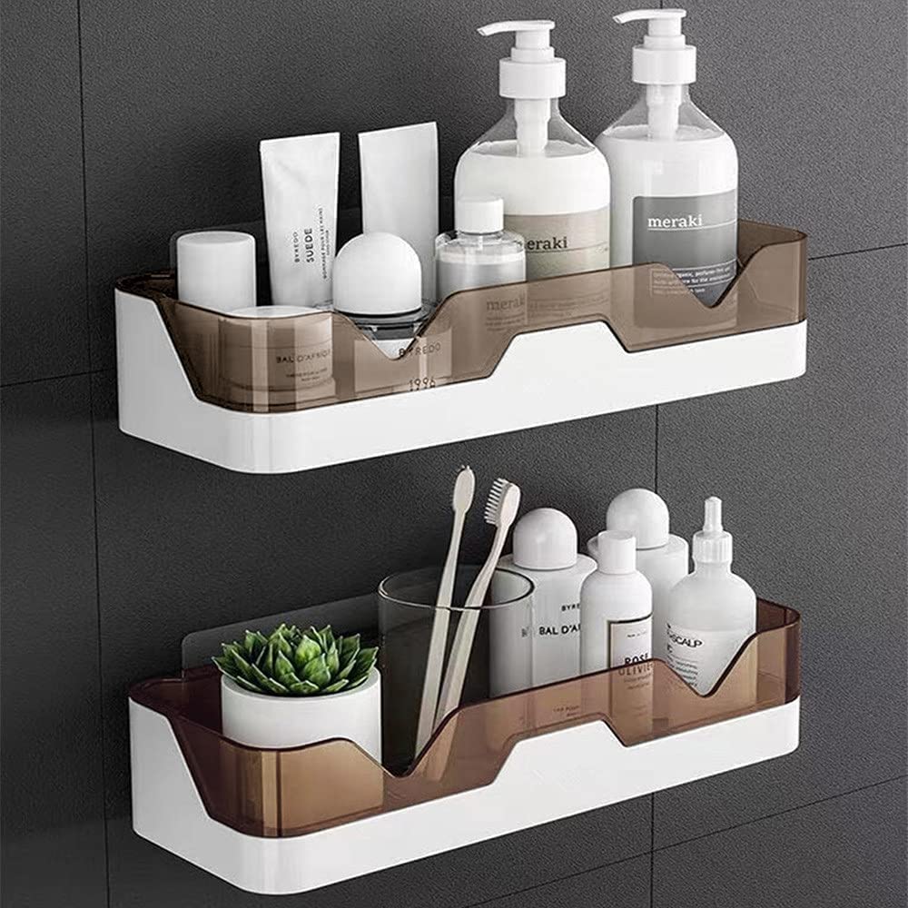 2-Pack Shower Caddy, Separable Shower Organizer with 4 Pieces of Adhesives,No Drilling Double Layer Shower Shelf, Used for Bathroom and Kitchen (Grey)