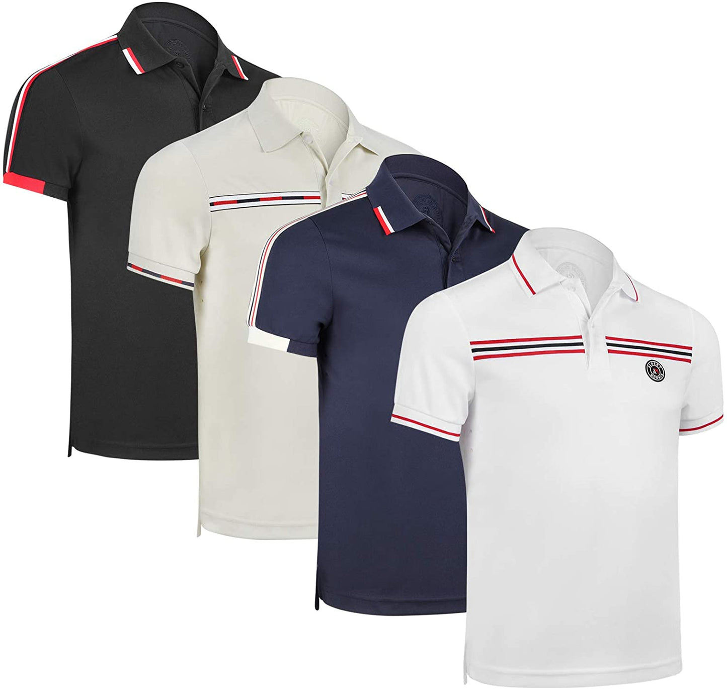 Mens Striped Short Sleeve Polo Shirts 4 Pack