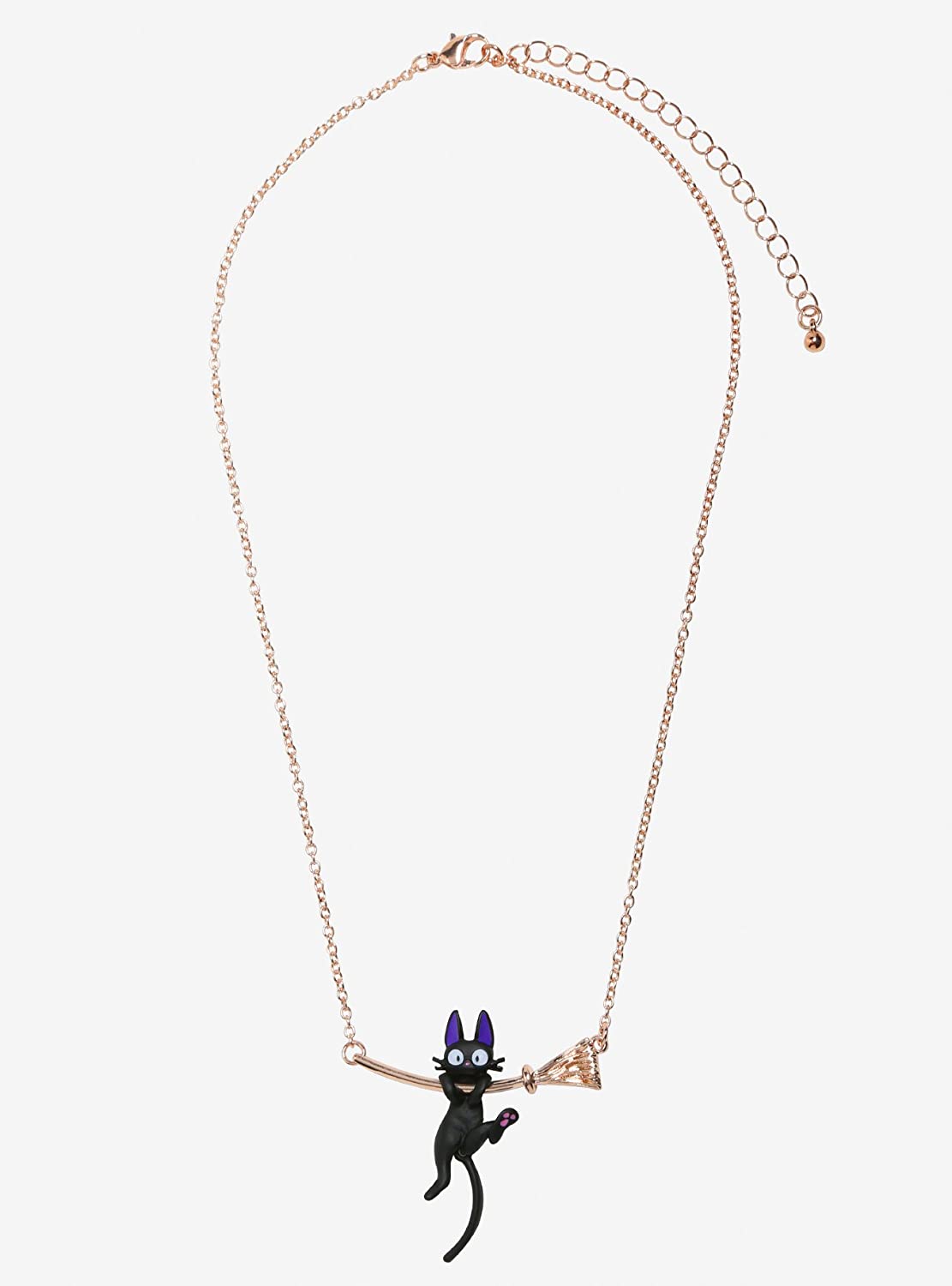 Studio Ghibli Kiki's Delivery Service Jiji Hanging on Broom Necklace