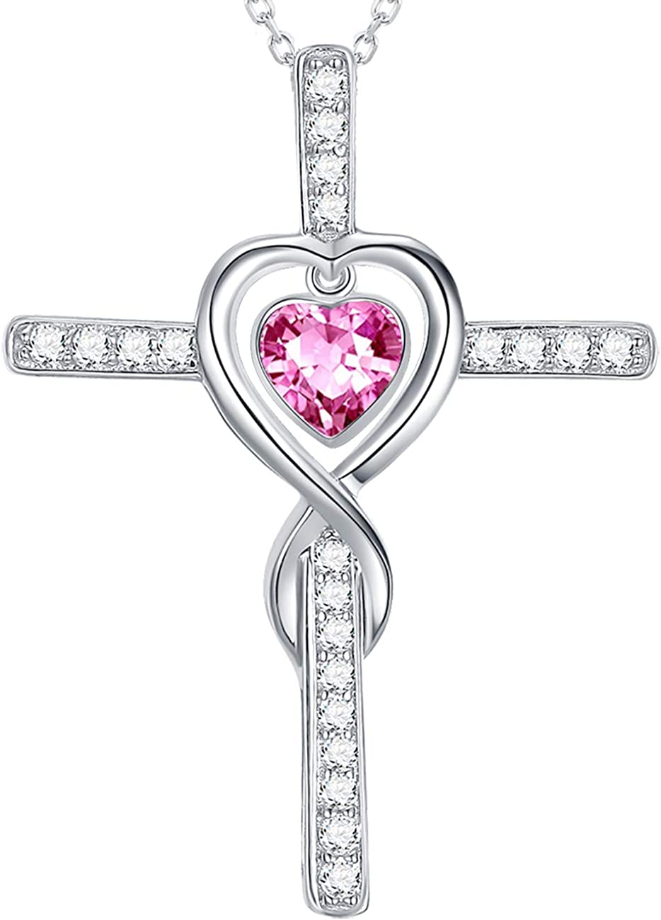 Dorella Love Infinity Necklace 925 Sterling Silver July Birthstone Ruby Jewelry for Wife Mom Birthday Gifts Jewelry for Women