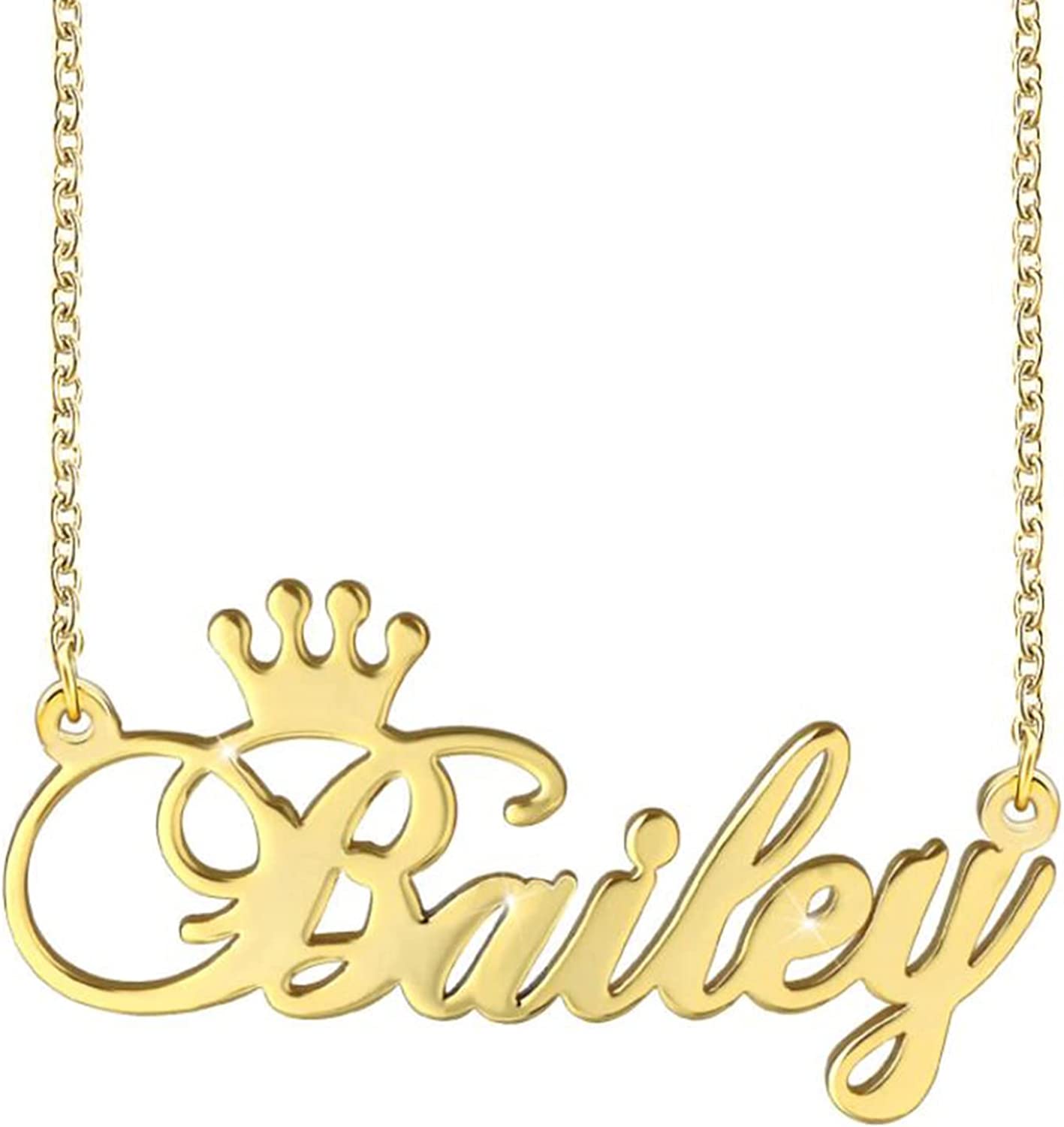 Gemiac Name Necklace Personalized 18K Gold Plated Double Name Necklace Custom Nameplate Necklace Personalized Birthday Gifts for Women Men Girls