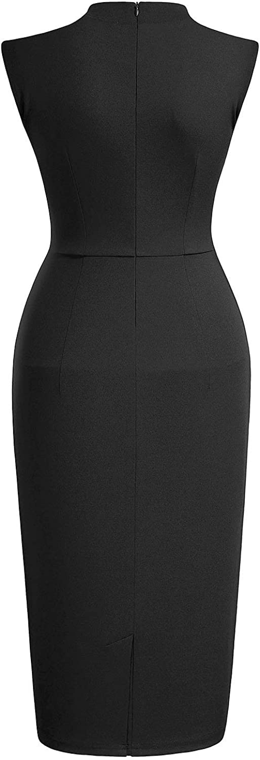 Women's Retro 1950s Style Half Collar Ruffle Cocktail Pencil Dress