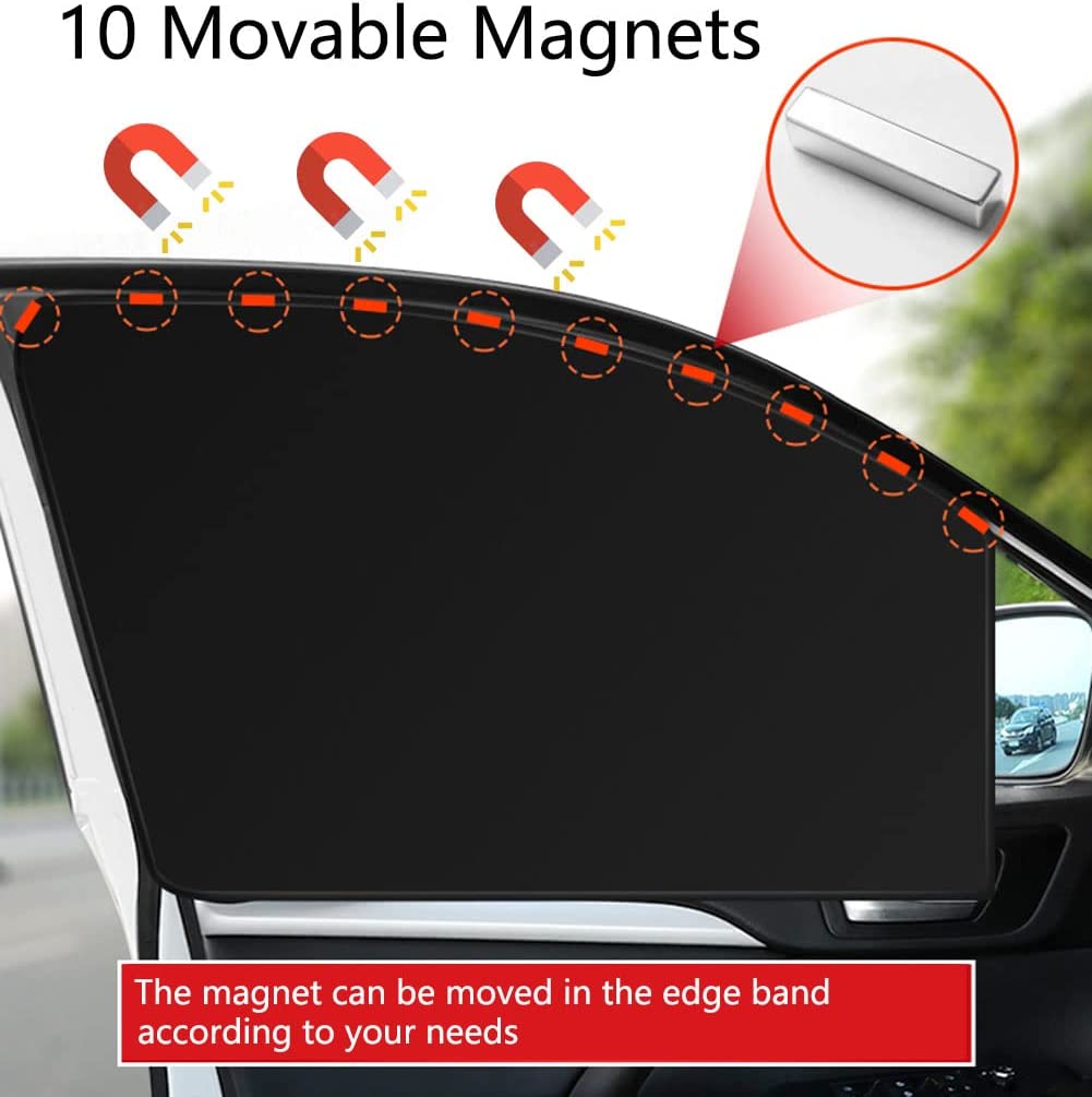 Car Side Window Sun Shades, Window Sunshades Privacy Curtains, 100% Block Light for Breastfeeding, Taking a nap, Changing Clothes, Camping (Front&Back 4pcs)