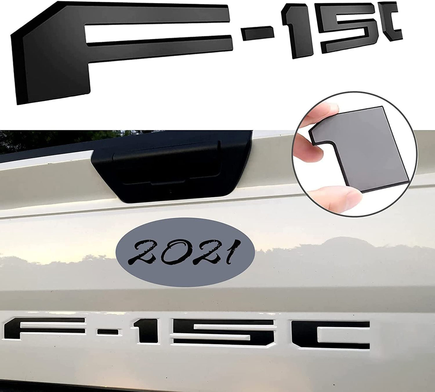 Insert Letters Compatible for F15o 2021 2022 3M Adhesive & 3D Raised Tailgate Decal Letters(Blue Black)