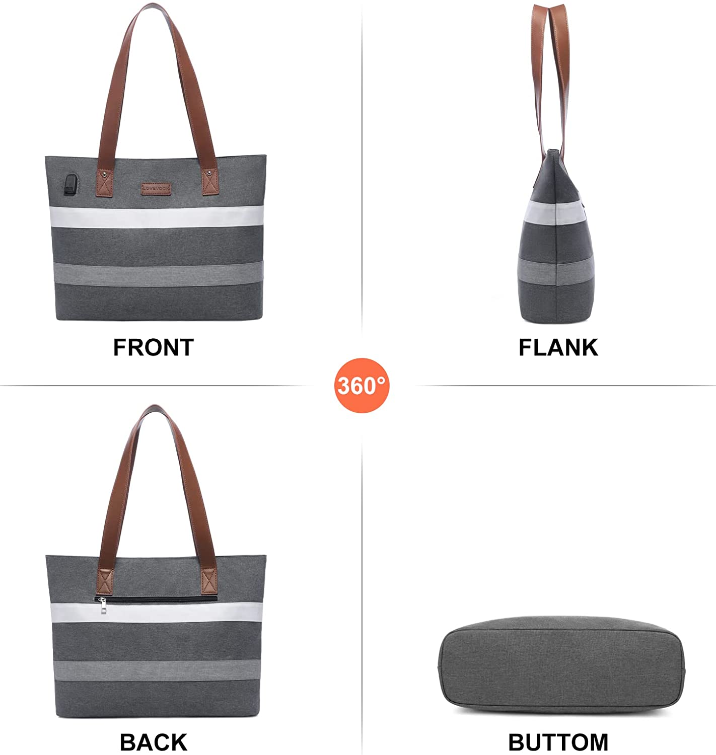 Laptop Shoulder Work Tote Bag for Women,Lightweight Casual School Bag Fits 15.6 In Laptop Handbag Purse 2pc/set