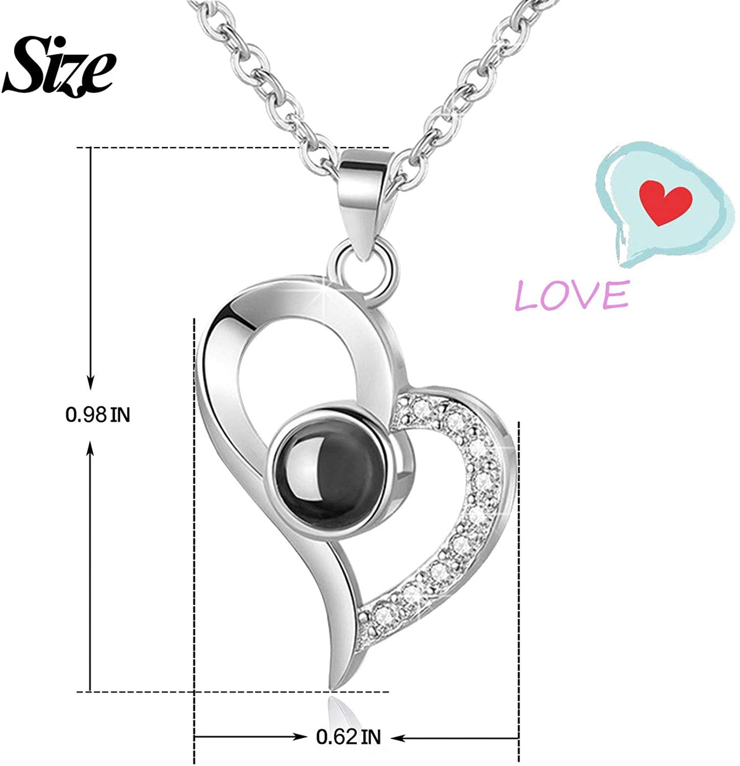 EleShow 925 Sterling Silver I Love You Necklace 100 Languages Necklaces for Women Anniversary Birthday Gifts for Women Girlfriend Her Wife